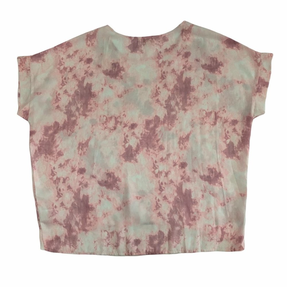Umgee Pink Tie Dye Short Sleeve Blouse - Picture 2 of 6